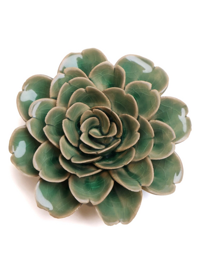 Ceramic Small Green Tea Rose - Sculpture from Ash & Rose