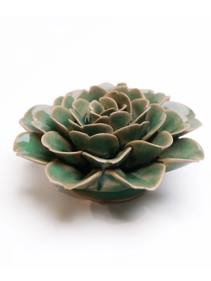 Ceramic Small Green Tea Rose - Sculpture from Ash & Rose
