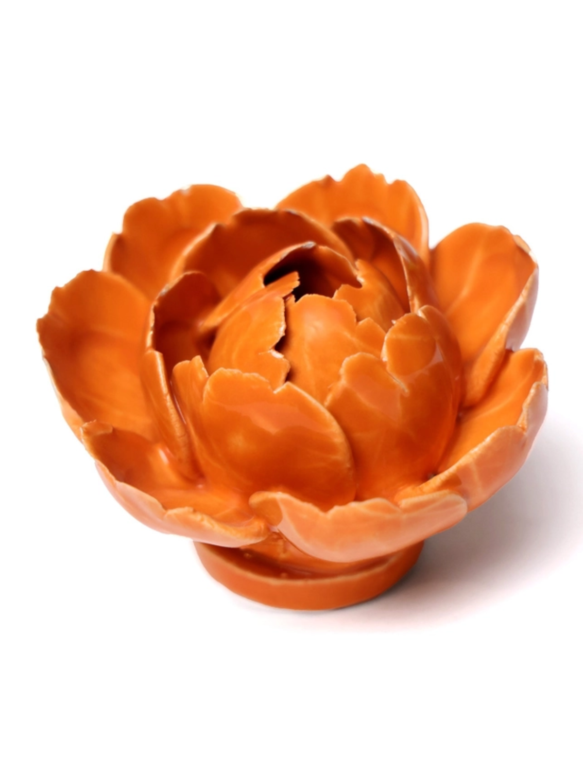 Ceramic Small Orange Peony Flower - Sculpture from Ash & Rose