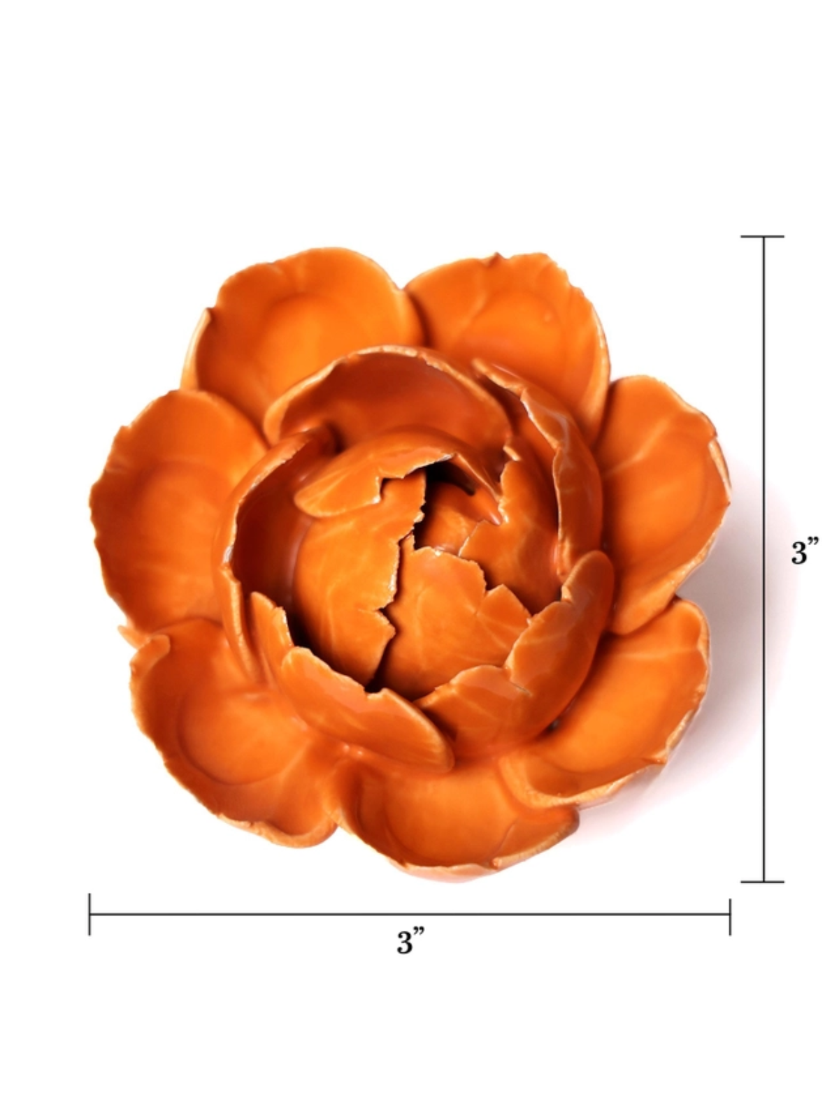 Ceramic Small Orange Peony Flower - Sculpture from Ash & Rose