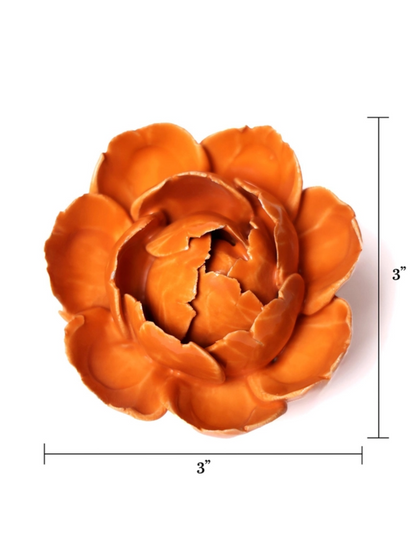 Ceramic Small Orange Peony Flower - Sculpture from Ash & Rose