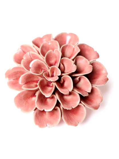 Ceramic Small Pink Dahlia Flower - Sculpture from Ash & Rose