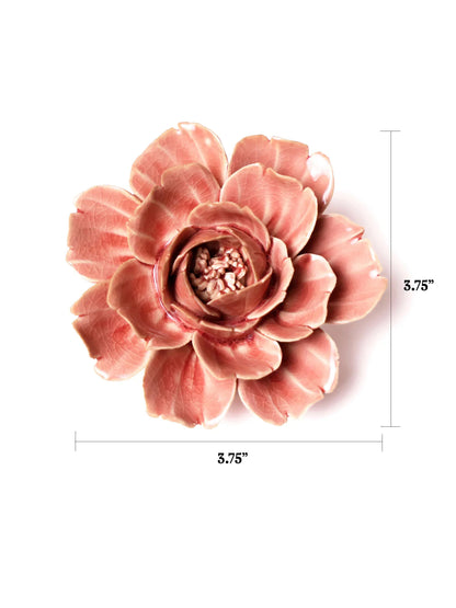 Ceramic Small Pink Rose Flower - Sculpture from Ash & Rose