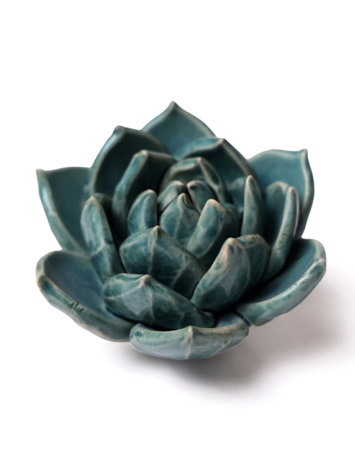 Ceramic Small Teal Succulent - Echeveria - Sculpture from Ash & Rose