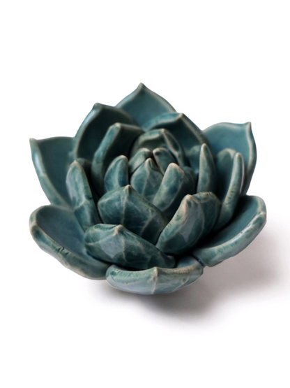 Ceramic Small Teal Succulent - Echeveria - Sculpture from Ash & Rose