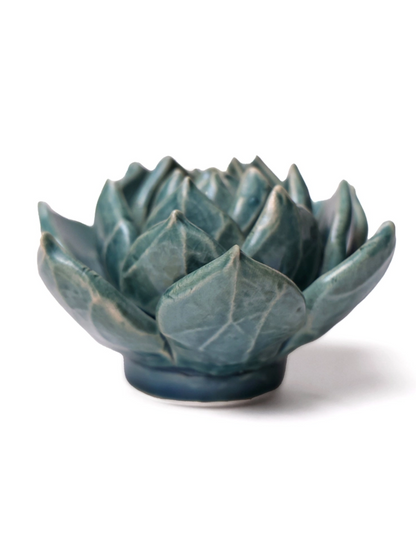 Ceramic Small Teal Succulent - Echeveria - Sculpture from Ash & Rose