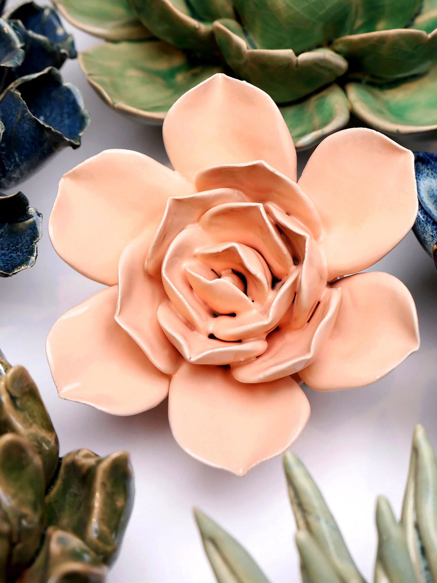 Ceramic Small Pink Flower - Sculpture from Ash & Rose