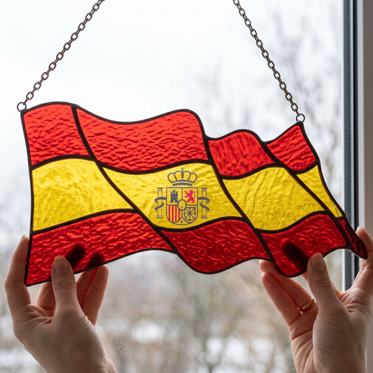 Spanish Flag Stained Glass Pattern: Spain Suncatcher Design (PNG, SVG & PDF Digital Download)