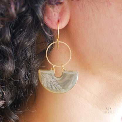 Emerald Fern Moon Shadow Earrings - Earrings from Seed&SoilShop