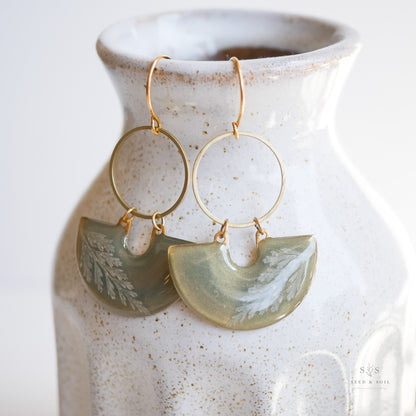 Emerald Fern Moon Shadow Earrings - Earrings from Seed&SoilShop