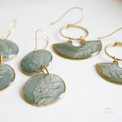 Emerald Fern Moon Shadow Earrings - Earrings from Seed&SoilShop