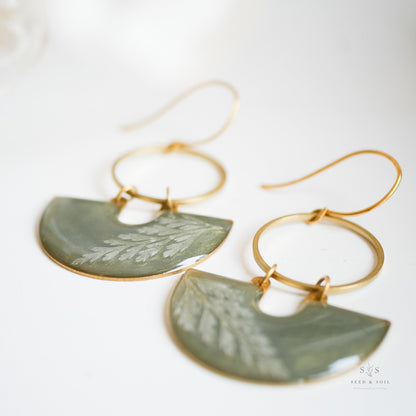 Emerald Fern Moon Shadow Earrings - Earrings from Seed&SoilShop