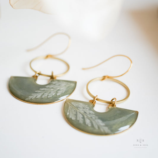 Emerald Fern Moon Shadow Earrings - Earrings from Seed&SoilShop
