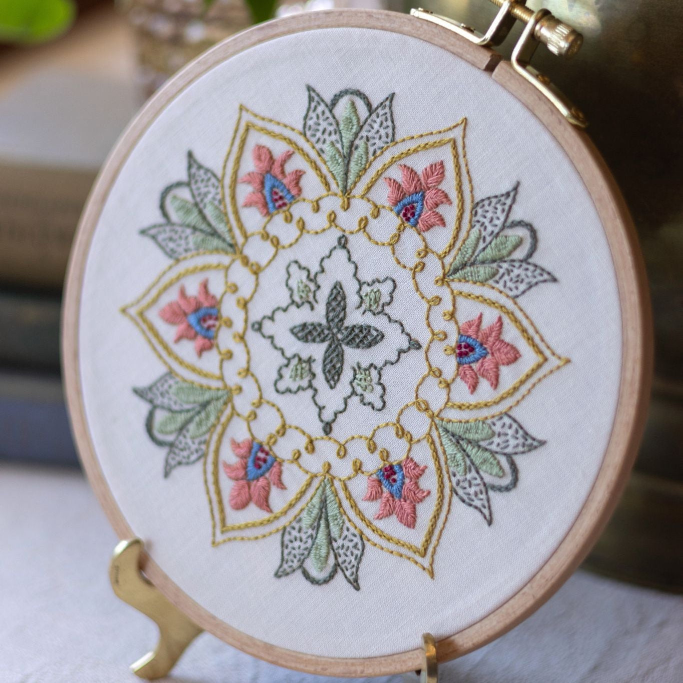 Thessaly Floral embroidery hoop kit - Kit from Avlea Folk Embroidery