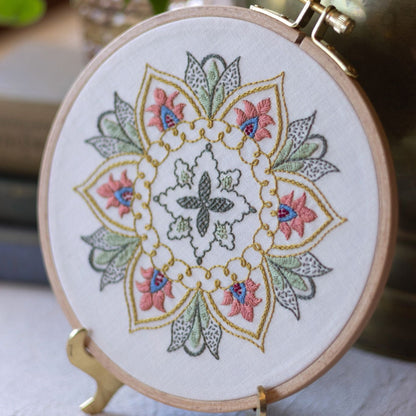 Thessaly Floral embroidery hoop kit - Kit from Avlea Folk Embroidery