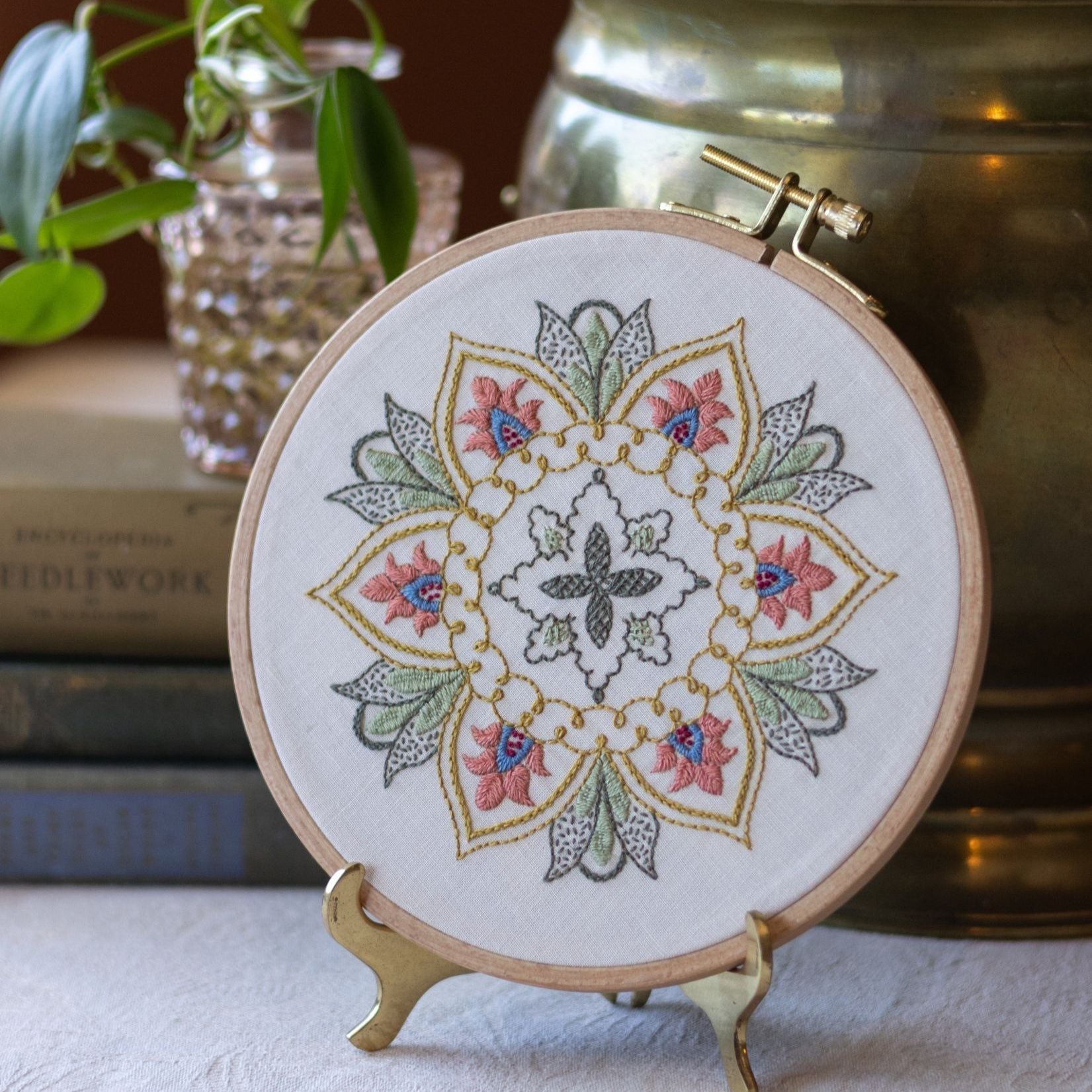 Thessaly Floral embroidery hoop kit - Kit from Avlea Folk Embroidery