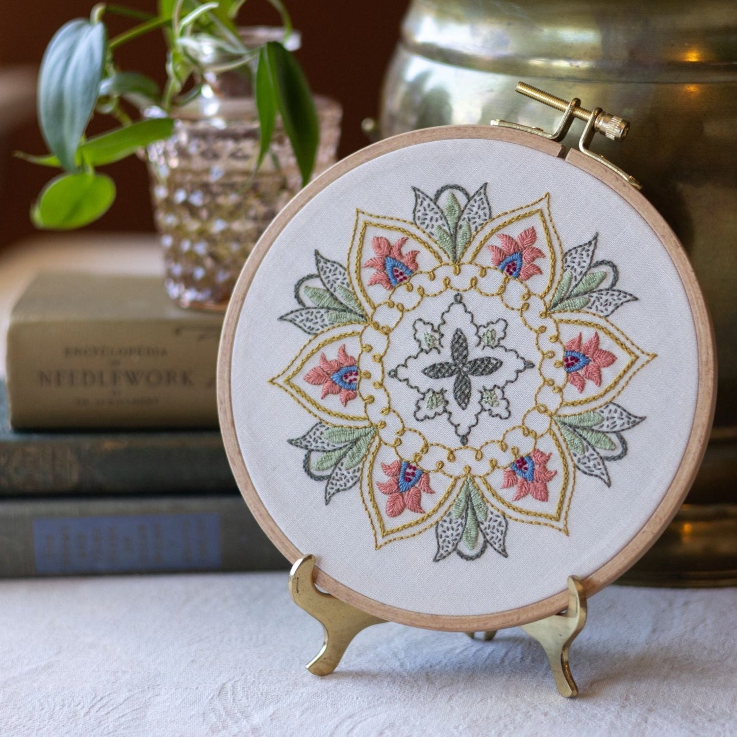 Thessaly Floral embroidery hoop kit - Kit from Avlea Folk Embroidery