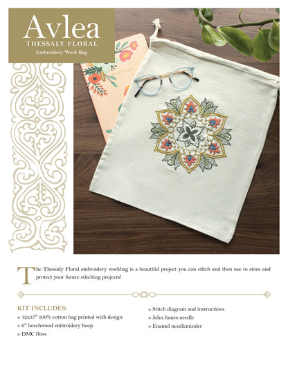 Avlea Folk Embroidery workbag--Thessaly Floral - Kit from Avlea Folk Embroidery
