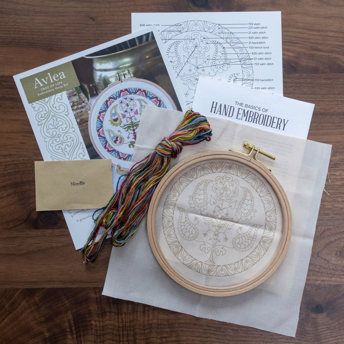 Tree of Life embroidery hoop kit - Kit from Avlea Folk Embroidery