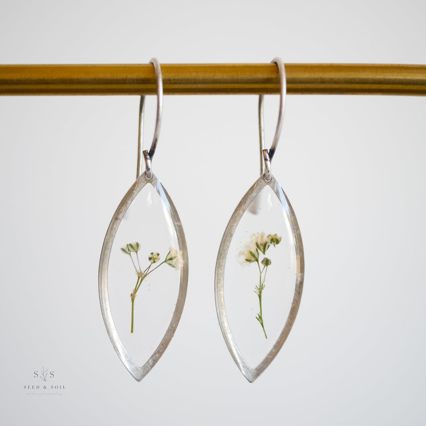 Marquise Earrings - Small Baby's Breath Sterling Silver plated from Seed&SoilShop