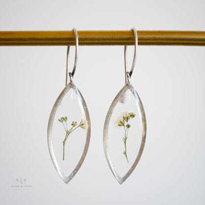 Marquise Earrings - Small Baby's Breath Sterling Silver plated from Seed&SoilShop