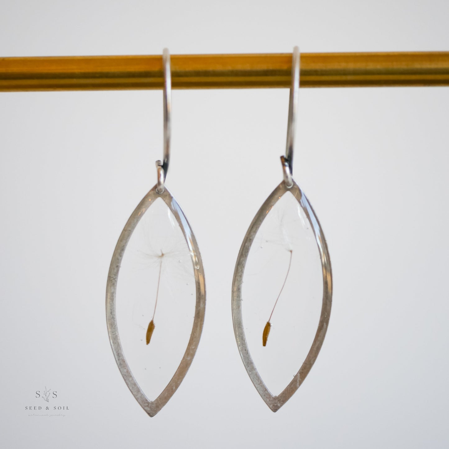 Marquise Earrings - Dandelion Seed Sterling Silver plated from Seed&SoilShop