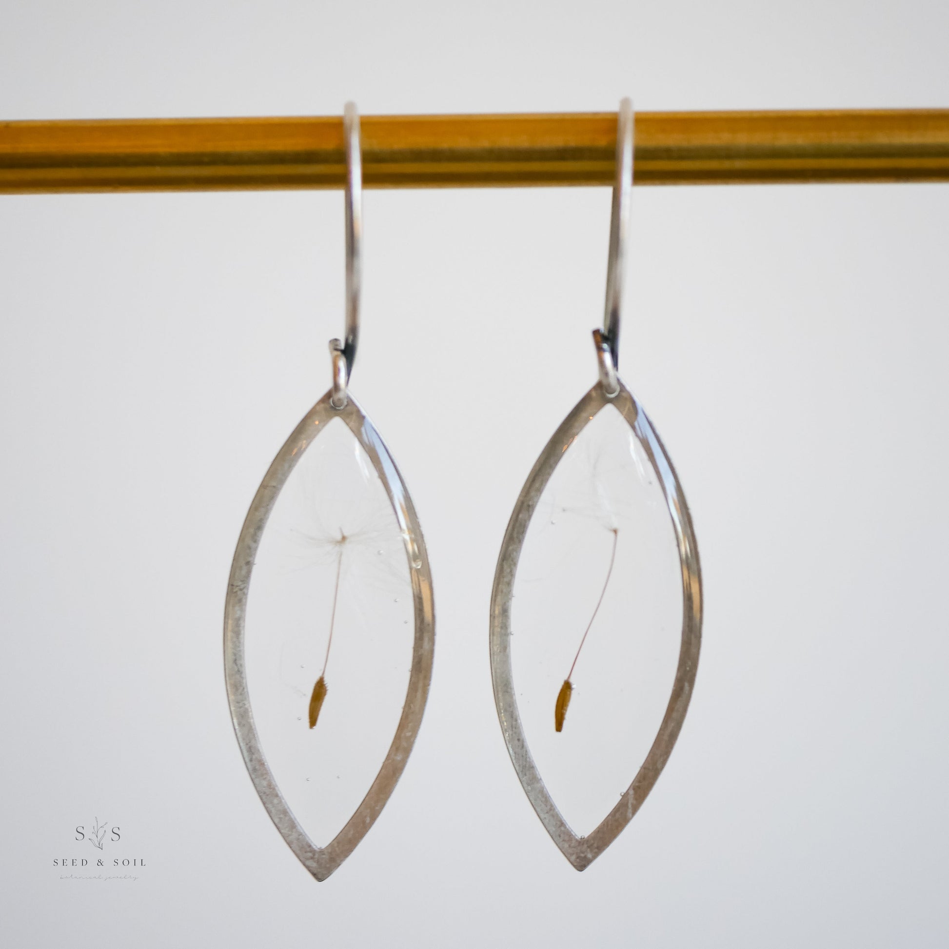 Marquise Earrings - Dandelion Seed Sterling Silver plated from Seed&SoilShop