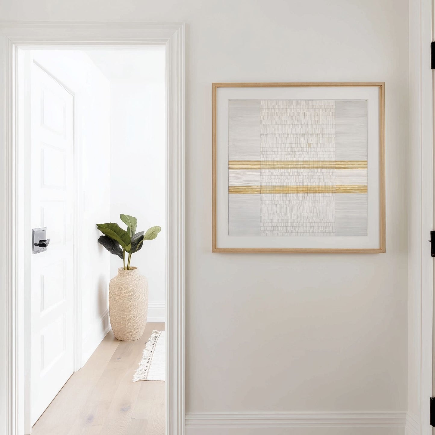 Printable Minimalist Wabi Sabi White and Gold Geometric Art Print
