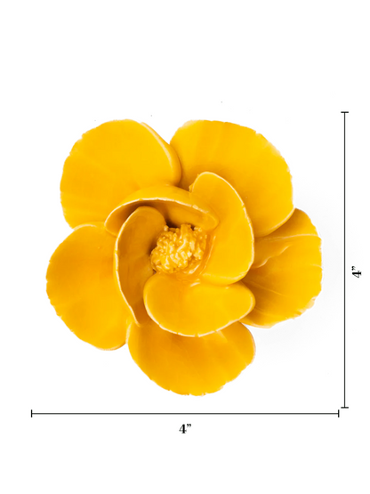 Ceramic Small Yellow Lotus Flower - Sculpture from Ash & Rose