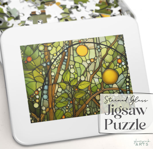 Abstract Stained Glass Forest Jigsaw Puzzle