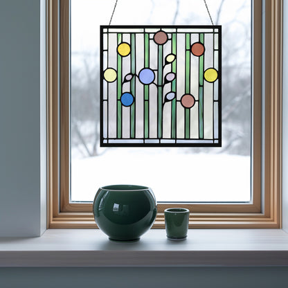 Abstract Garden Stained Glass Flowers Pattern