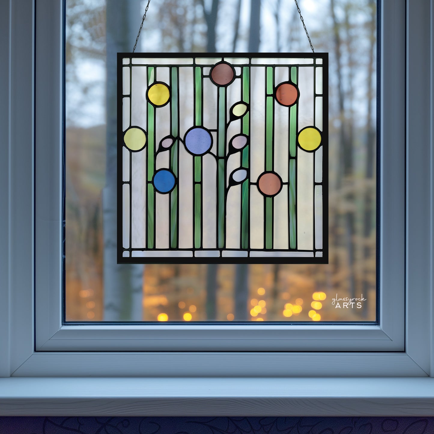 Abstract Garden Stained Glass Flowers Pattern