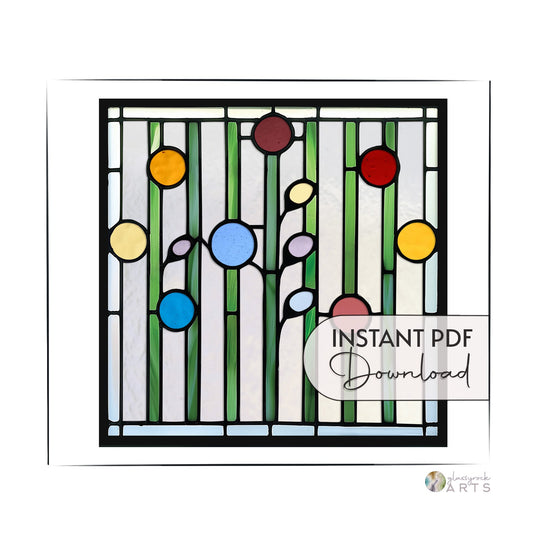 Abstract Garden Stained Glass Flowers Pattern