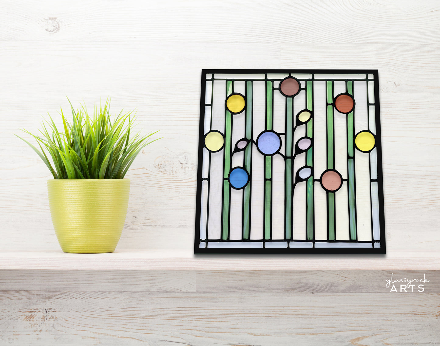 Abstract Garden Stained Glass Flowers Pattern