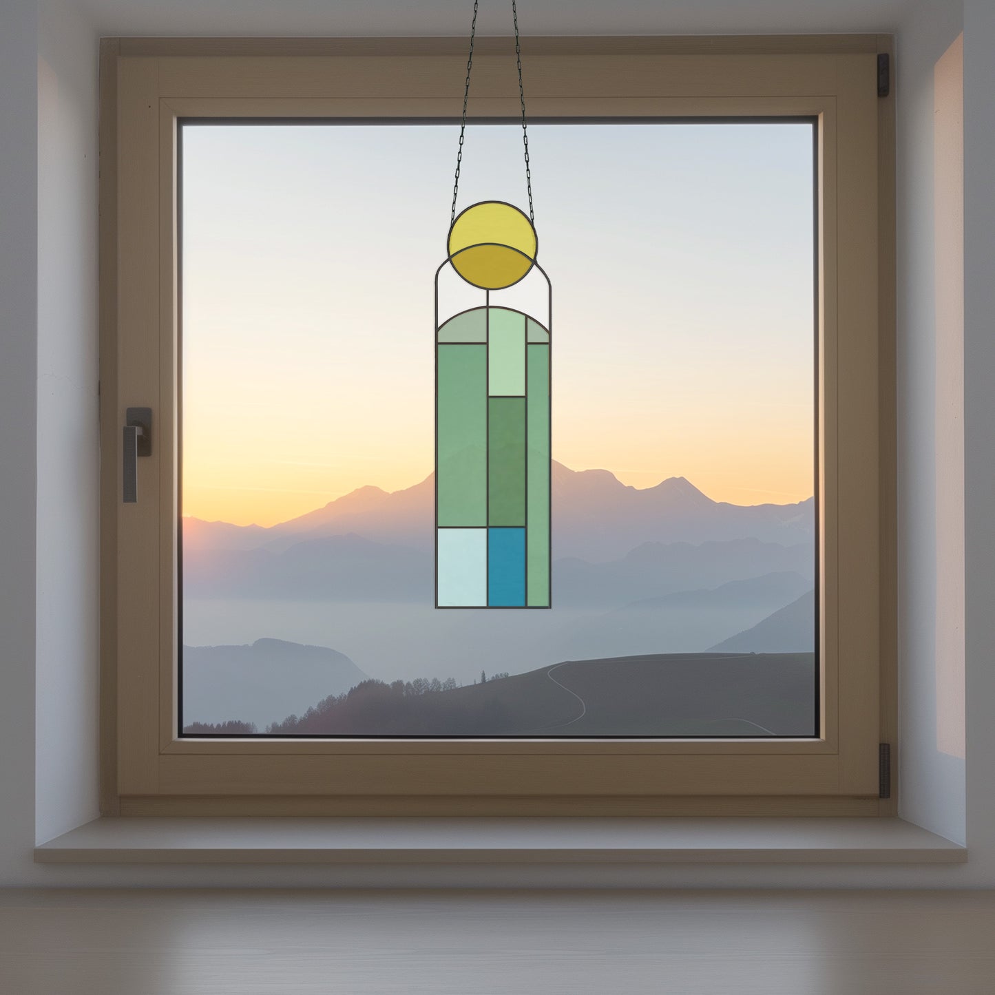 Abstract Sunset Stained Glass Pattern