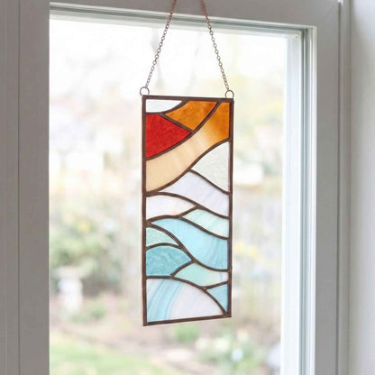 Abstract Winter Panel Stained Glass Pattern & PNG