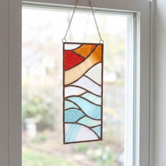 Abstract Winter Panel Stained Glass Pattern & PNG