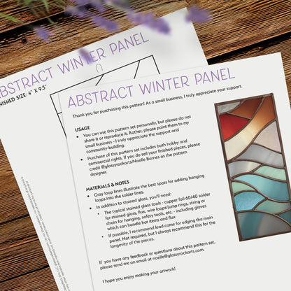 Abstract Winter Panel Stained Glass Pattern & PNG