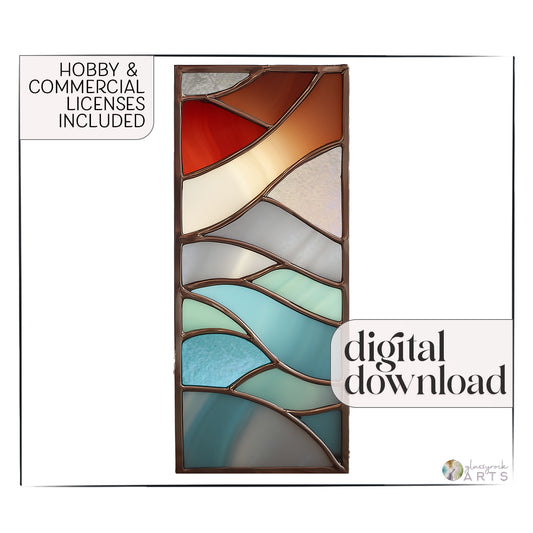 Abstract Winter Panel Stained Glass Pattern & PNG