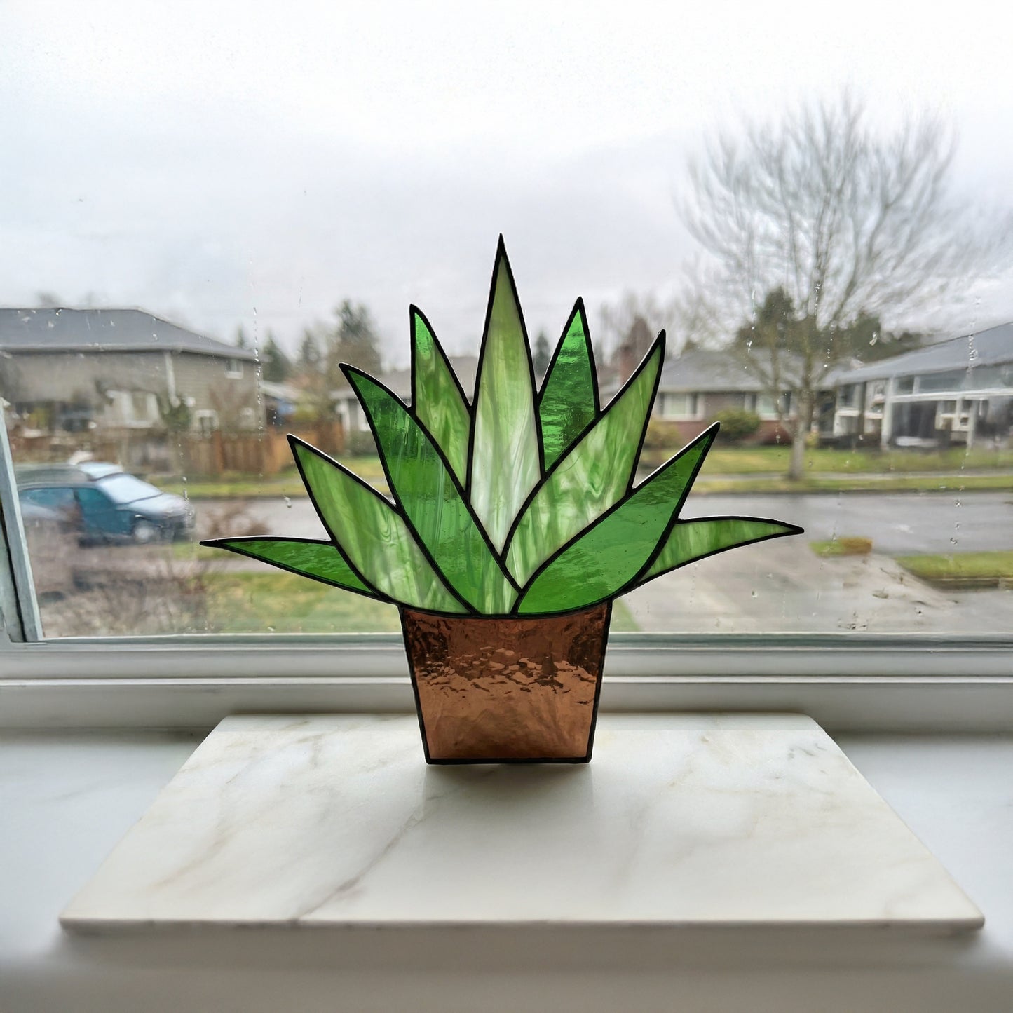 Beginner Potted Agave Stained Glass Plant Pattern PDF & PNG