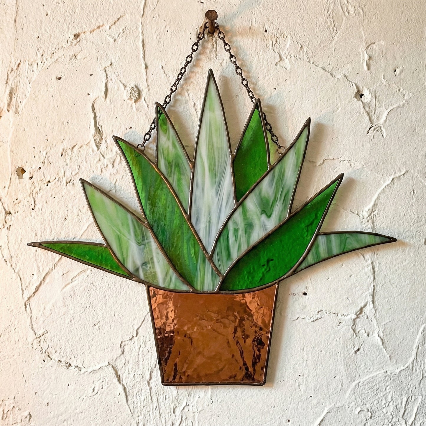 Beginner Potted Agave Stained Glass Plant Pattern PDF & PNG