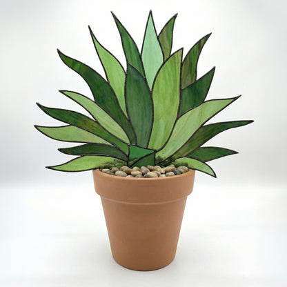 Agave Succulent Plant Stem Stained Glass Pattern PDF & PNG