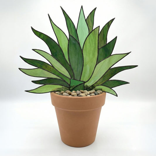 Agave Succulent Plant Stem Stained Glass Pattern PDF & PNG