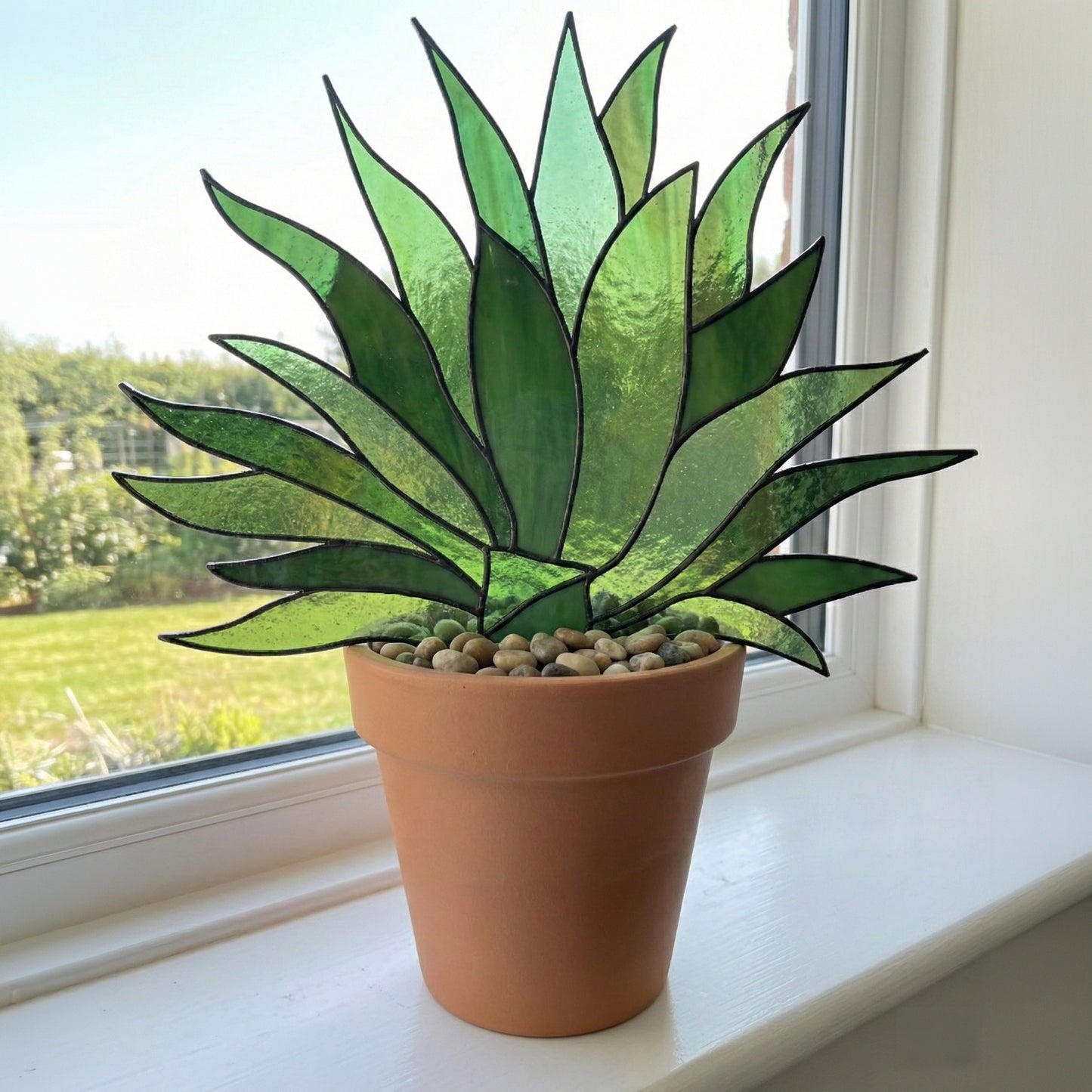 Agave Succulent Plant Stem Stained Glass Pattern PDF & PNG