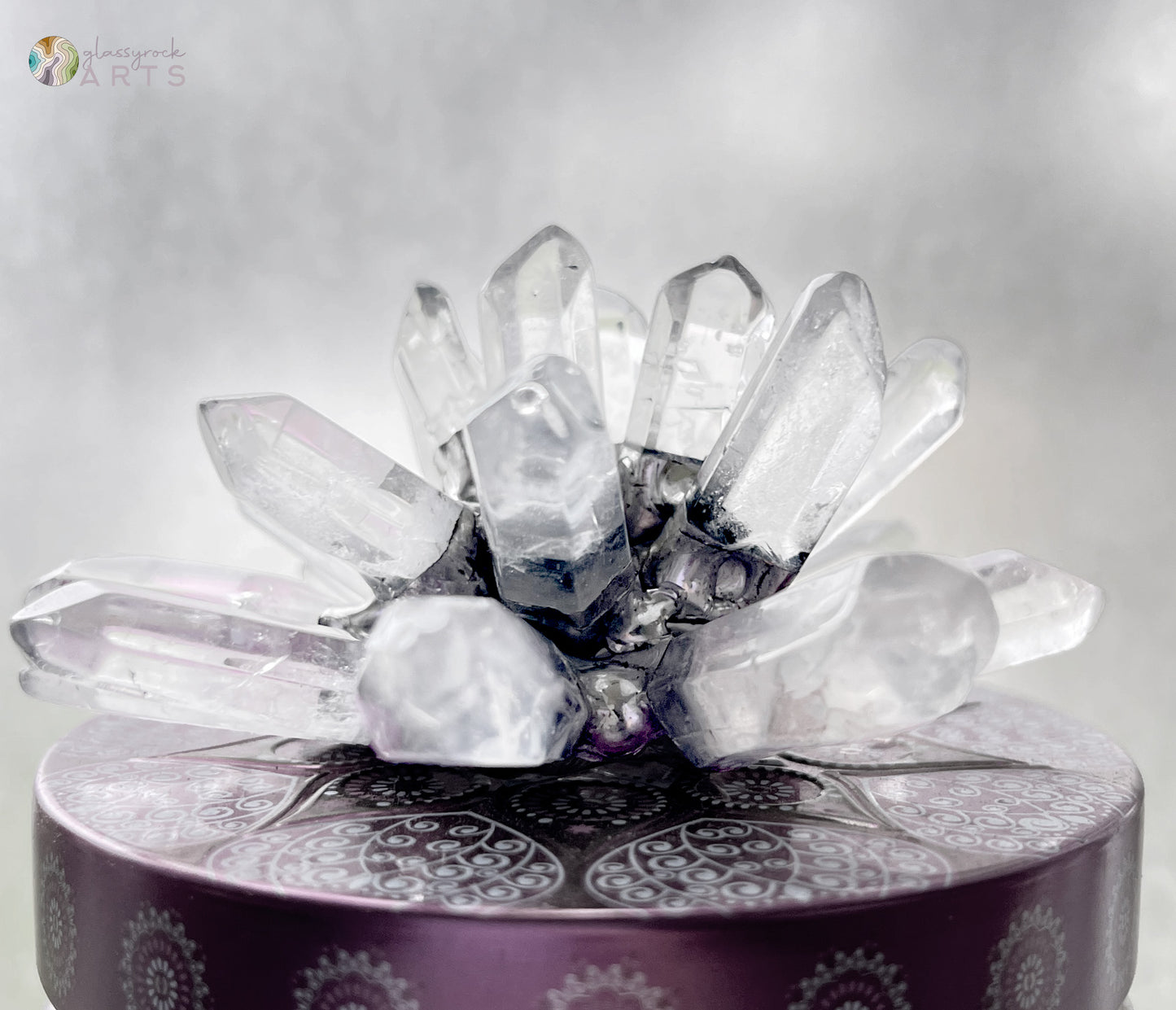 Handmade Stained Glass Crystal Cluster Suncatcher