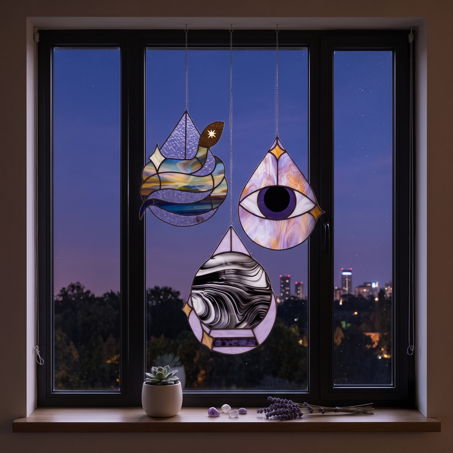 Mystical Drops Stained Glass Pattern Pack of 3