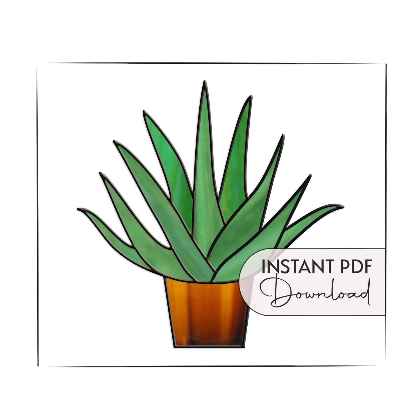 Beginner Aloe Potted Plant Stained Glass Pattern