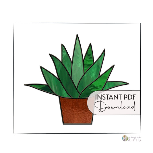 Beginner Potted Agave Stained Glass Plant Pattern