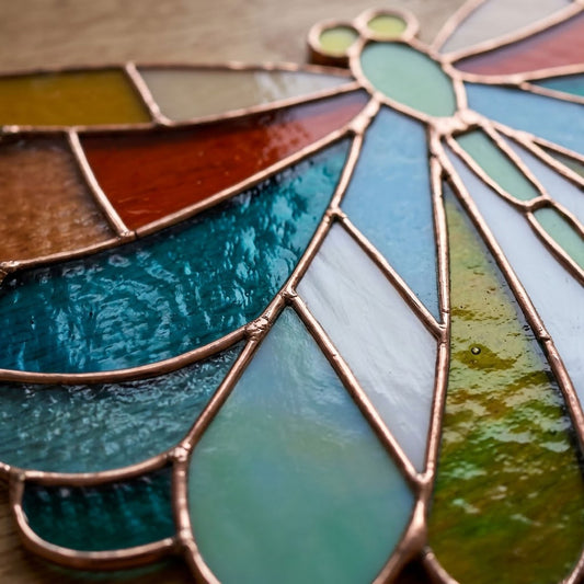 Art Deco Dragonfly Stained Glass Pattern with SVG and PNG