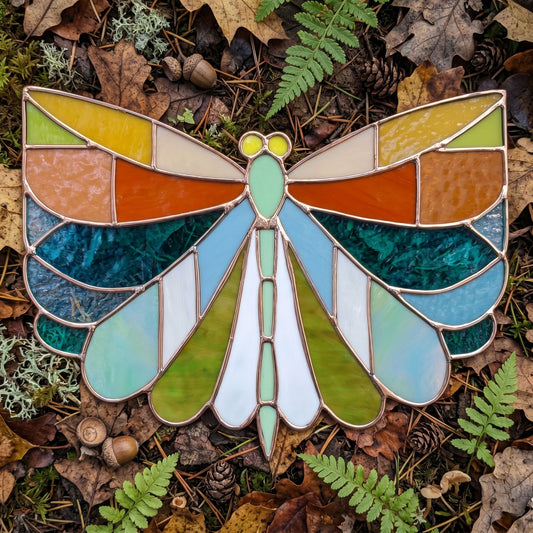 Art Deco Dragonfly Stained Glass Pattern with SVG and PNG